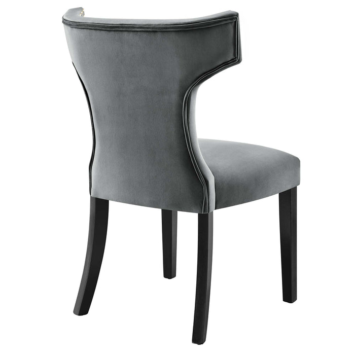 Curve Performance Velvet Dining Chairs - Set of 2