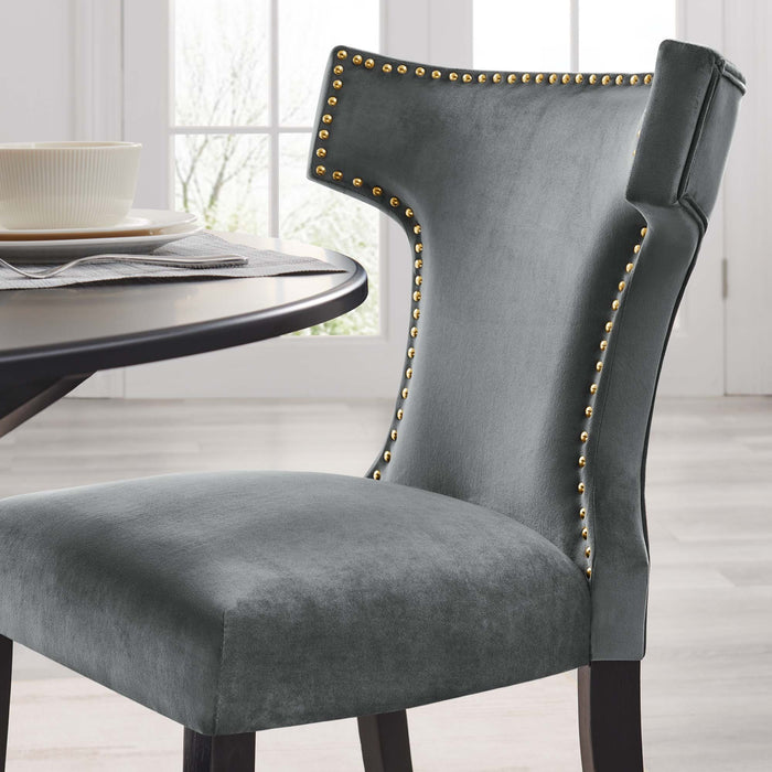 Curve Performance Velvet Dining Chairs - Set of 2