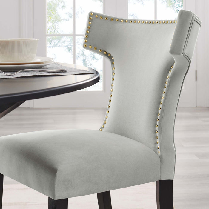 Curve Performance Velvet Dining Chairs - Set of 2