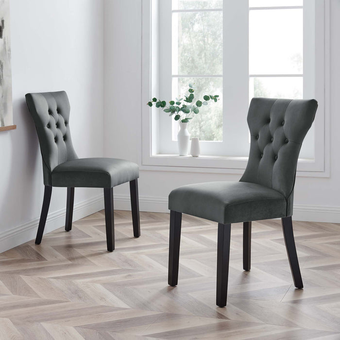 Silhouette Performance Velvet Dining Chairs - Set of 2