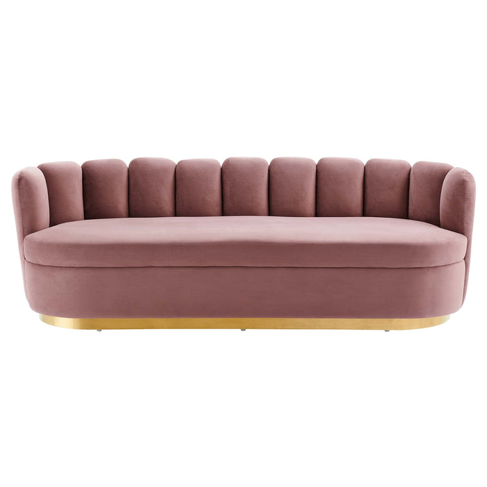 Victoria Channel Tufted Performance Velvet Sofa