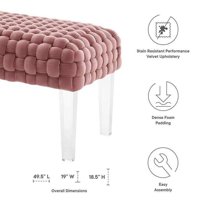 Prologue Woven Performance Velvet Ottoman