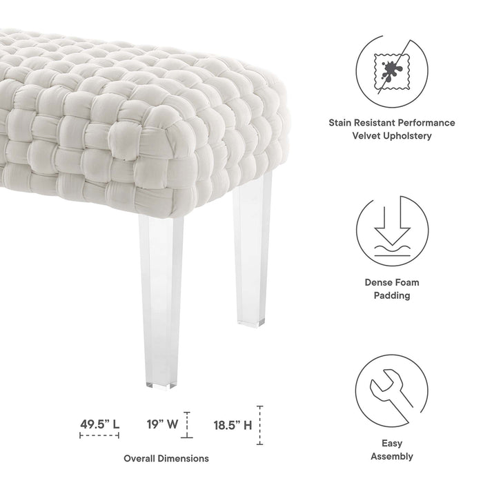 Prologue Woven Performance Velvet Ottoman