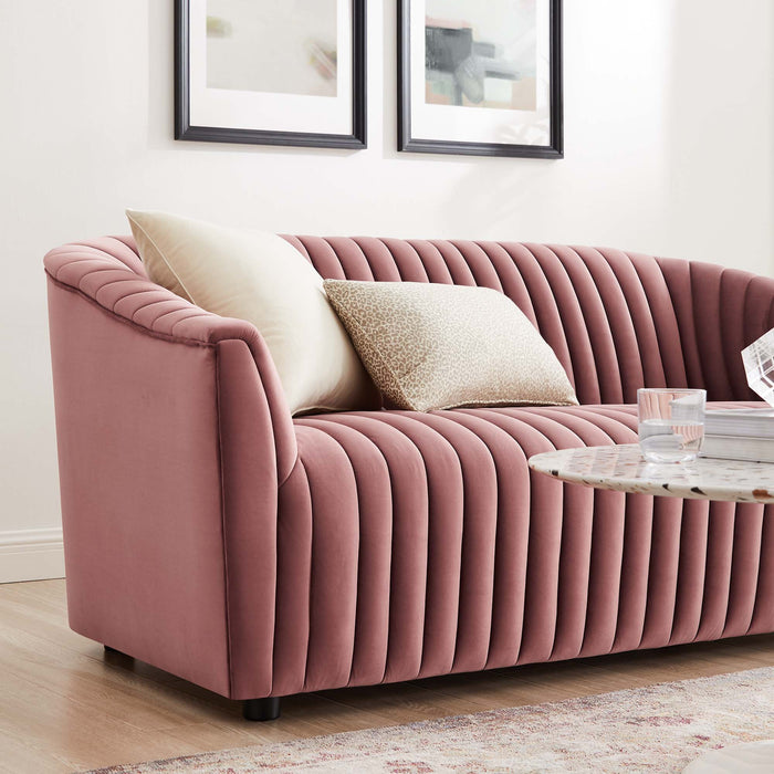 Announce Performance Velvet Channel Tufted Loveseat