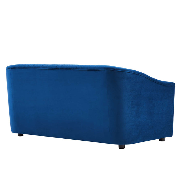 Announce Performance Velvet Channel Tufted Loveseat