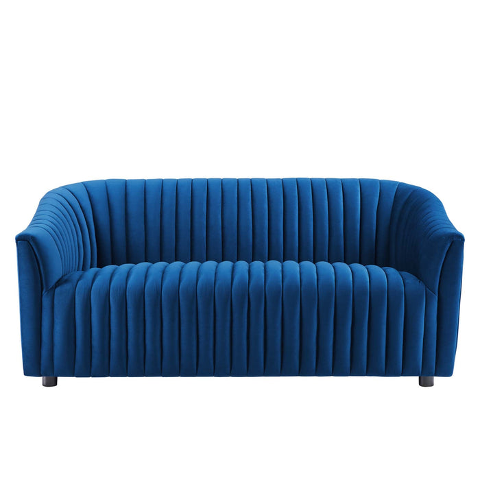 Announce Performance Velvet Channel Tufted Loveseat