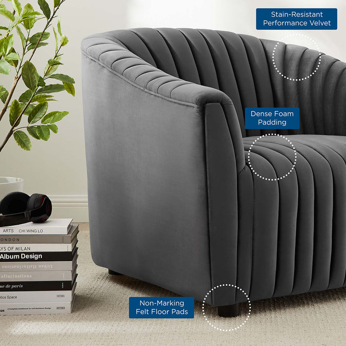 Announce Performance Velvet Channel Tufted Armchair