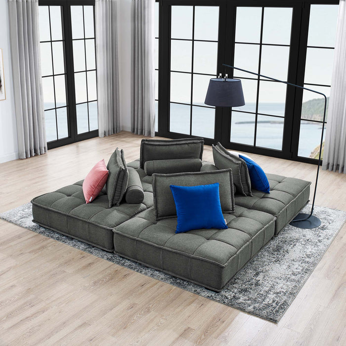 Saunter 4-Piece Tufted Fabric Fabric Sectional Sofa