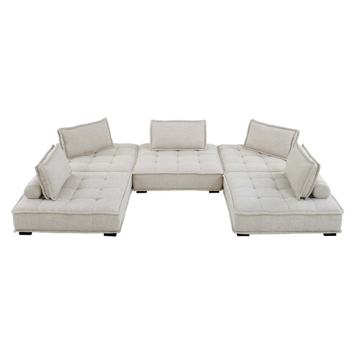 Saunter 5-Piece Tufted Fabric Fabric Sectional Sofa