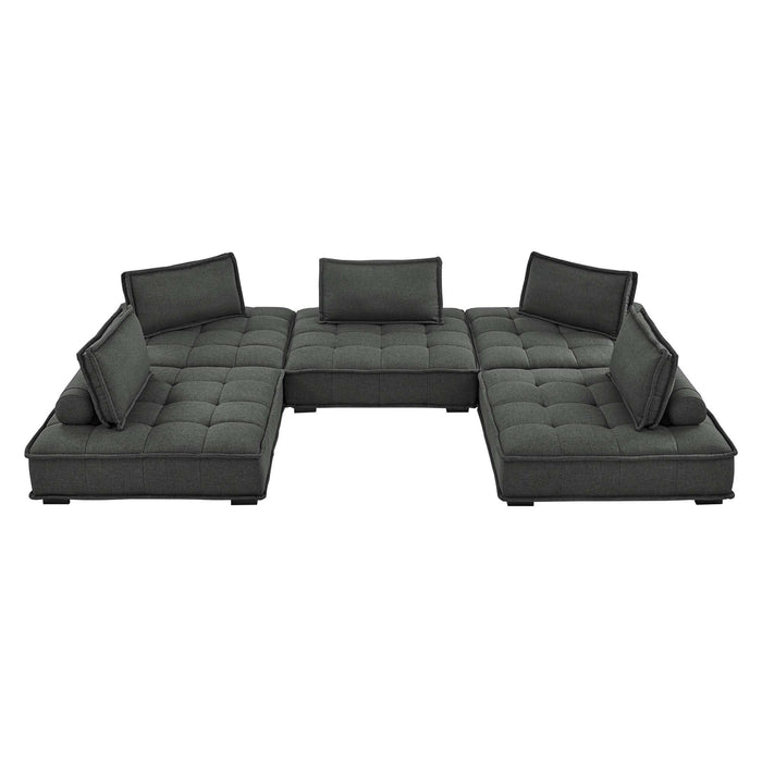 Saunter 5-Piece Tufted Fabric Fabric Sectional Sofa