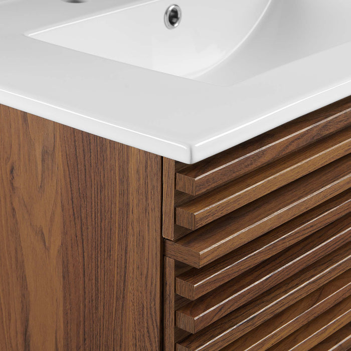 Render Wall-Mount Bathroom Vanity with White Basin Included