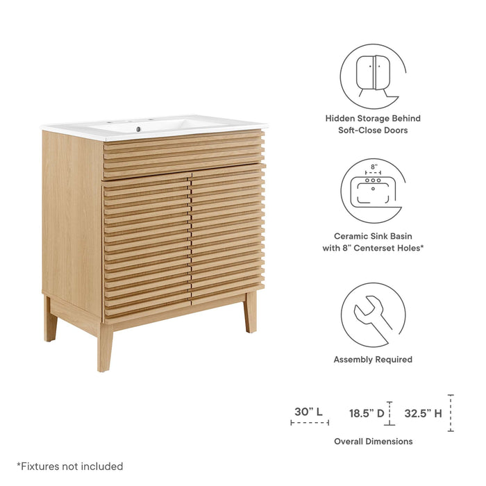 Render 30" and 36" Bathroom Vanities with White Basin Included