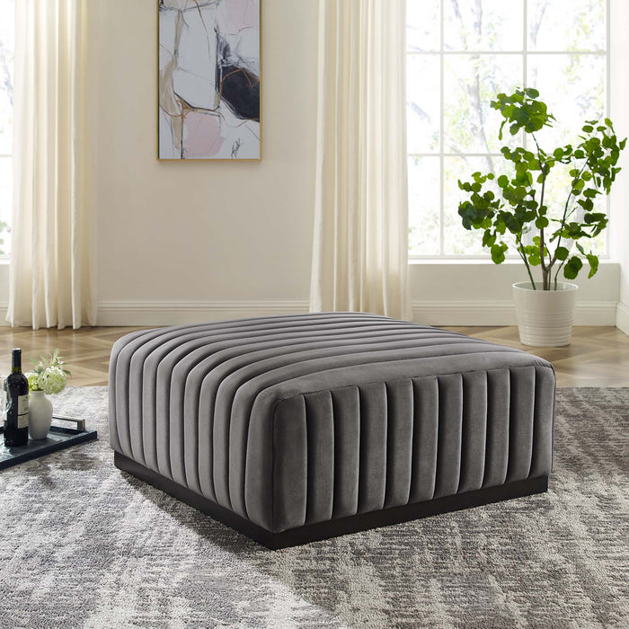 Conjure Channel Tufted Performance Velvet Ottoman