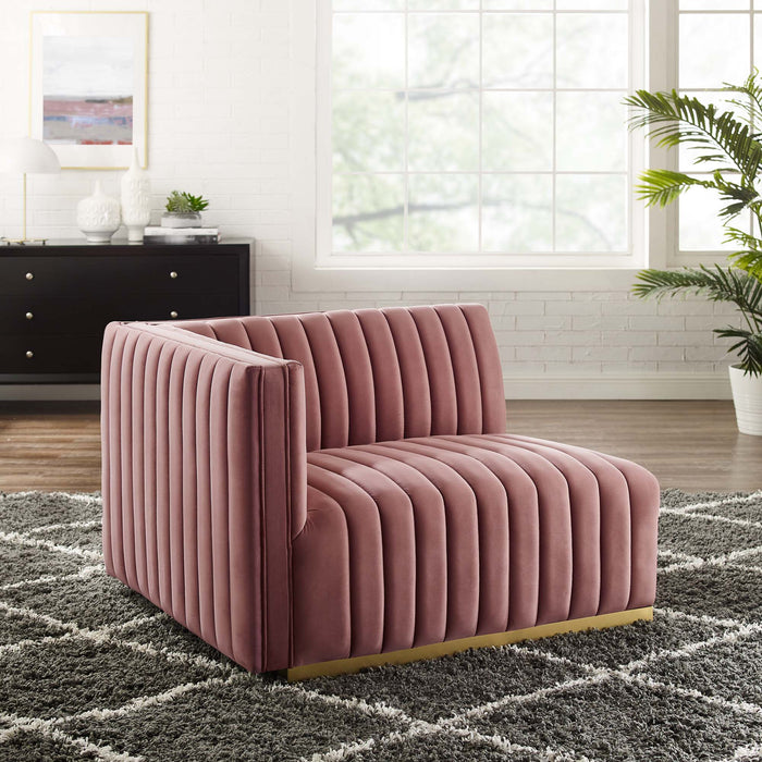 Conjure Channel Tufted Performance Velvet Left-Arm Chair