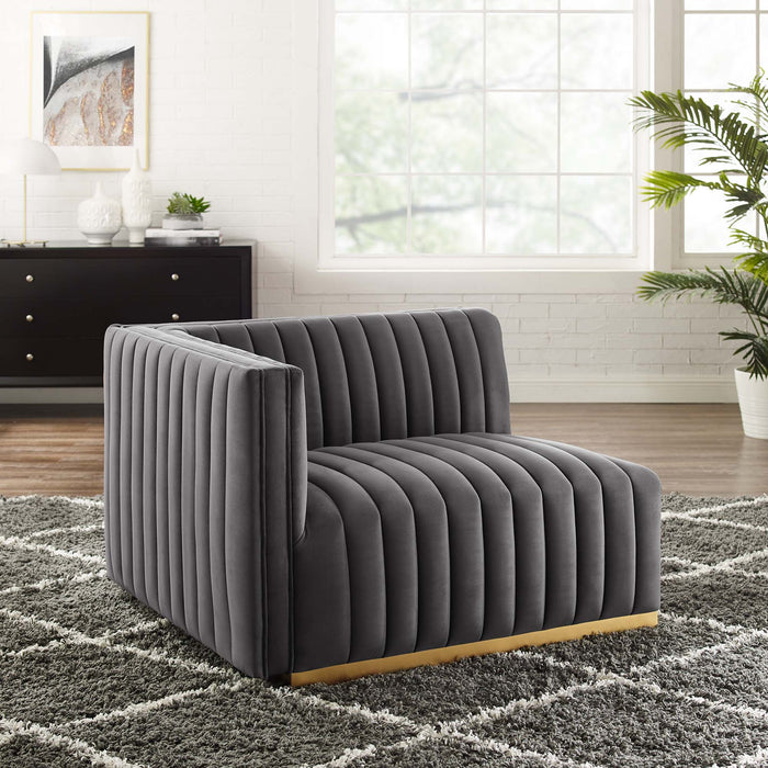 Conjure Channel Tufted Performance Velvet Left-Arm Chair