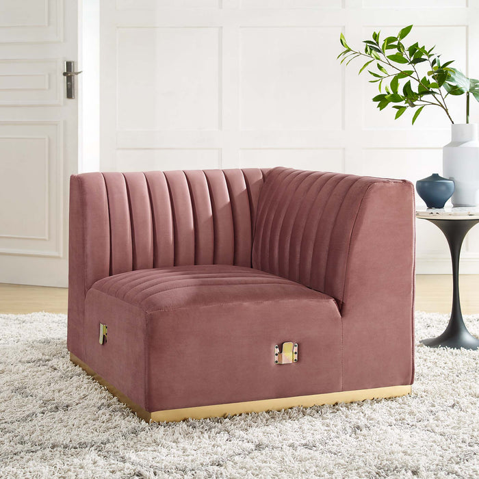 Conjure Channel Tufted Performance Velvet Left Corner Chair