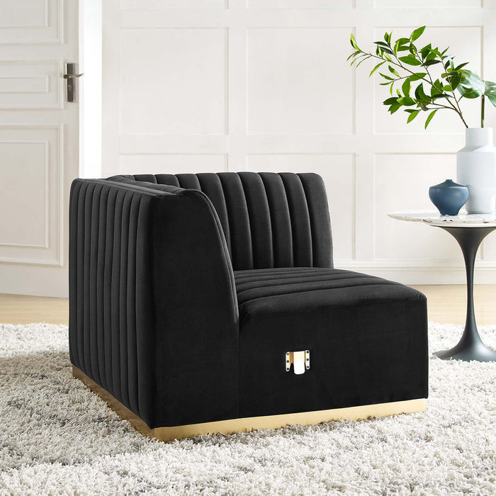 Conjure Channel Tufted Performance Velvet Right Corner Chair