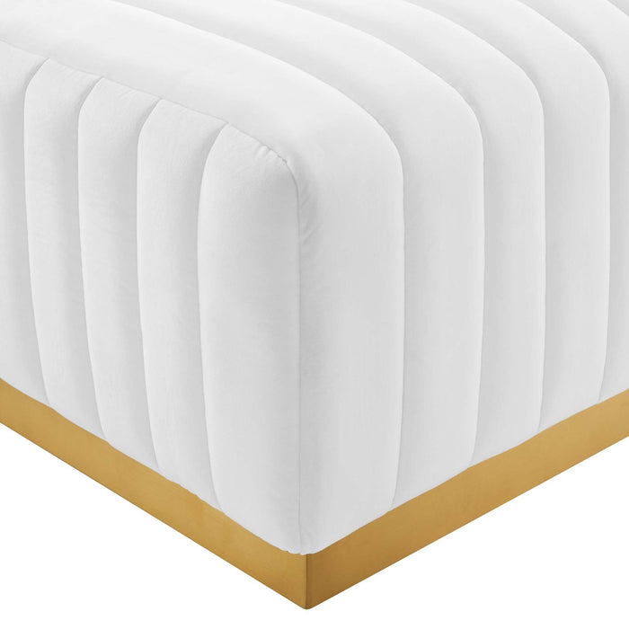 Conjure Channel Tufted Performance Velvet Ottoman