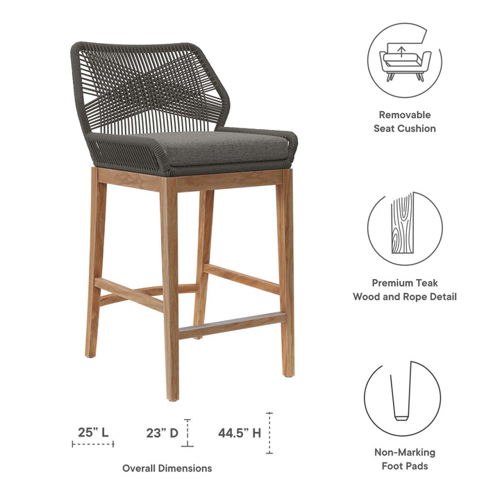 Wellspring Outdoor Patio Teak Wood Bar Stool