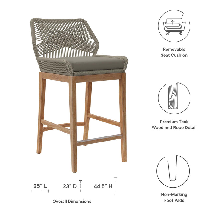 Wellspring Outdoor Patio Teak Wood Bar Stool