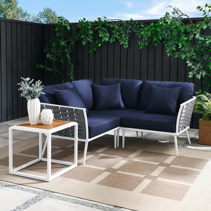 Stance 4 Piece Outdoor Patio Aluminum Sectional Sofa Set