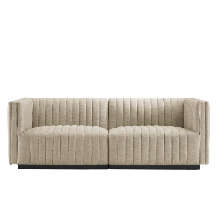 Conjure Channel Tufted Upholstered Fabric Loveseat