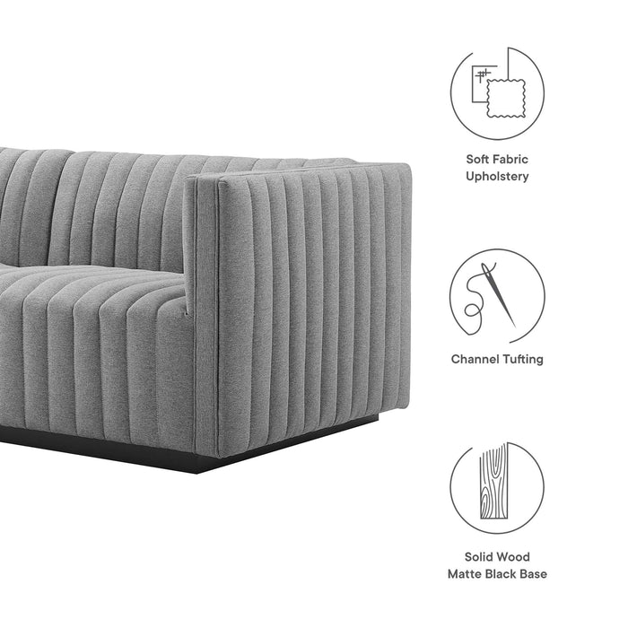 Conjure Channel Tufted Upholstered Fabric Loveseat