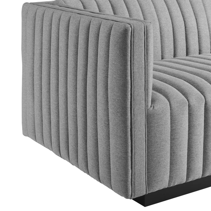 Conjure 4-Piece Channel Tufted Upholstered Fabric Sectional Sofa