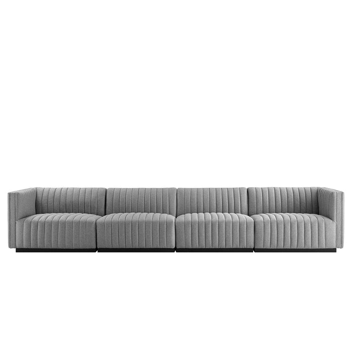 Conjure 4-Piece Channel Tufted Upholstered Fabric Sofa