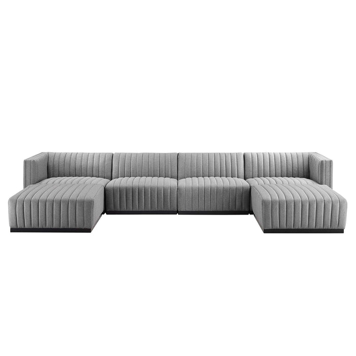 Conjure 6-Piece Channel Tufted Upholstered Fabric Sectional Sofa