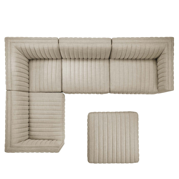 Conjure 5-Piece Channel Tufted Upholstered Fabric Sectional