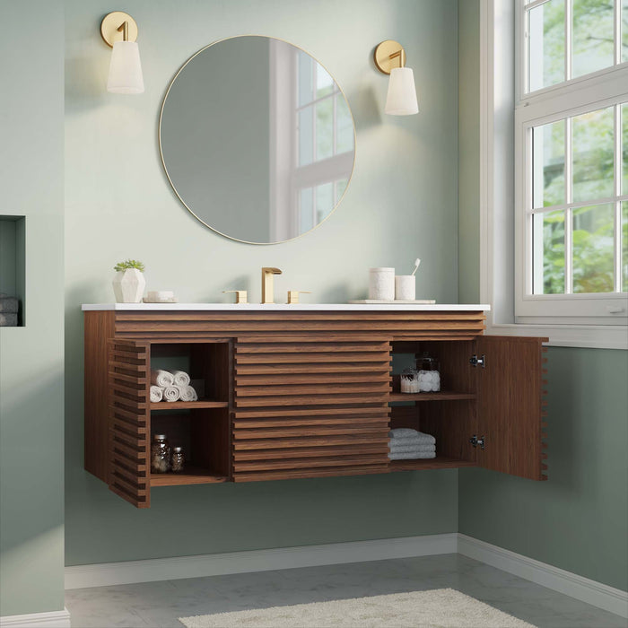 Render 48" Wall-Mount Bathroom Vanity Basin Included