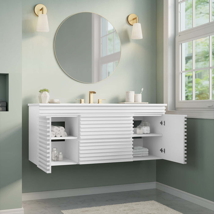 Render 48" Wall-Mount Bathroom Vanity Basin Included