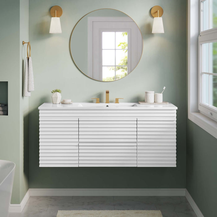 Render 48" Wall-Mount Bathroom Vanity Basin Included