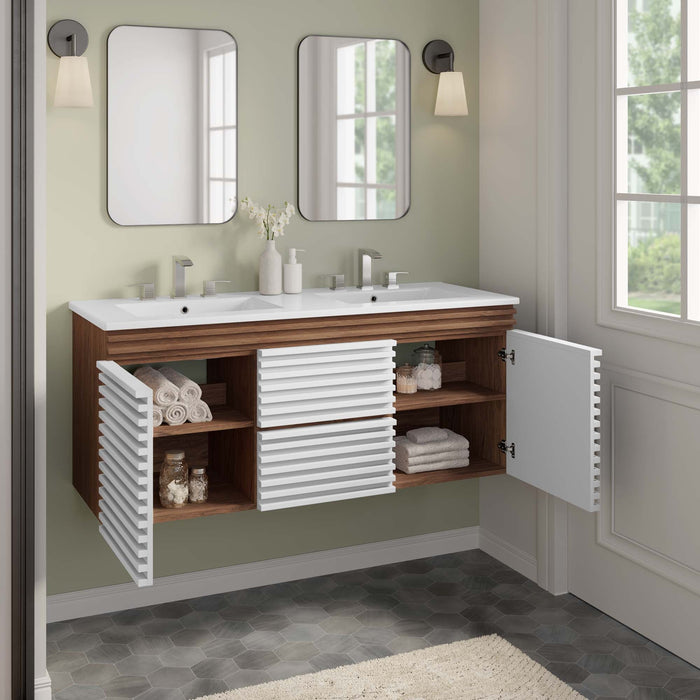 Render 48" Wall-Mount Bathroom Vanity Basin Included