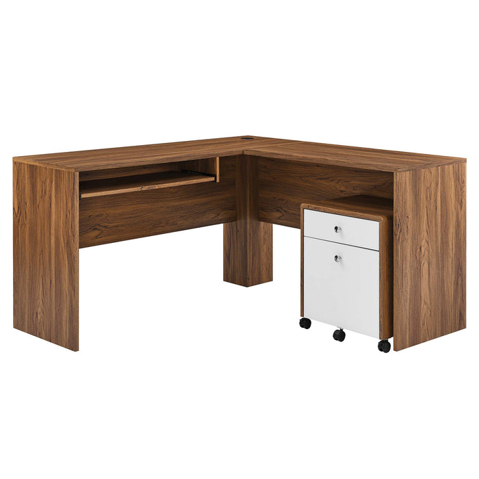 Transmit Wood Desk and File Cabinet Set