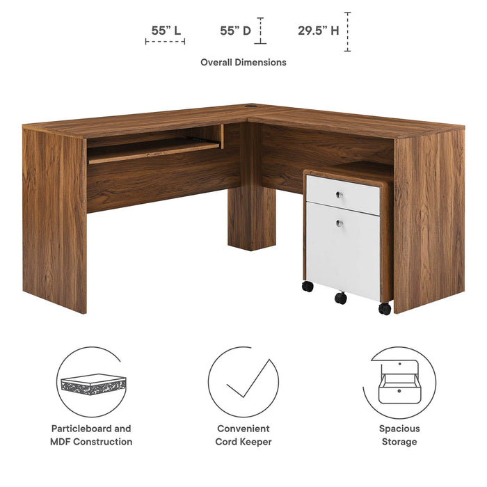 Transmit Wood Desk and File Cabinet Set