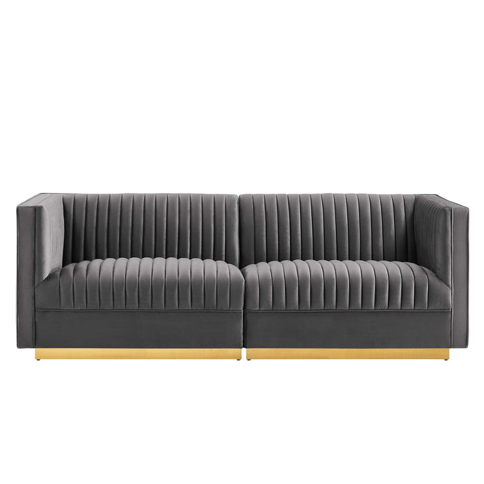 Sanguine Channel Tufted Performance Velvet Modular Sectional Sofa Loveseat