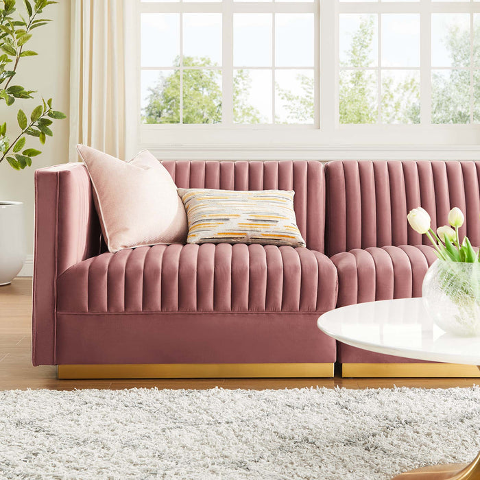 Sanguine Channel Tufted Performance Velvet 3-Seat Modular Sectional Sofa