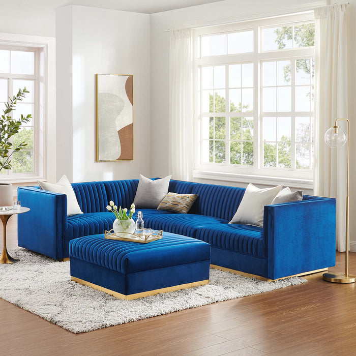 Sanguine 5-Piece Channel Tufted Performance Velvet Left-Facing Modular Sectional Sofa