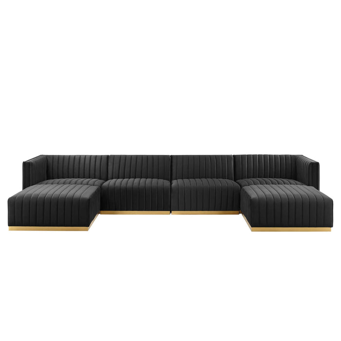 Conjure 6-Piece Channel Tufted Performance Velvet Sectional