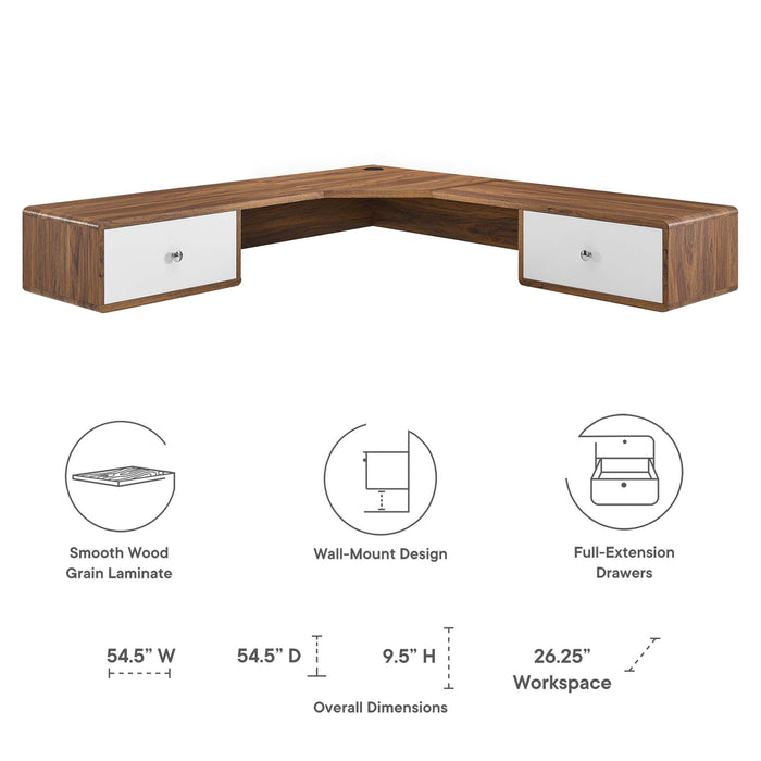 Transmit 55" Wall Mount Corner Wood Office Desk