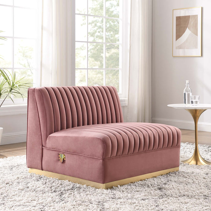 Sanguine Channel Tufted Performance Velvet Modular Sectional Sofa Armless Chair