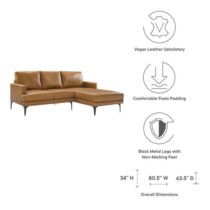 Evermore Right-Facing Vegan Leather Sectional Sofa