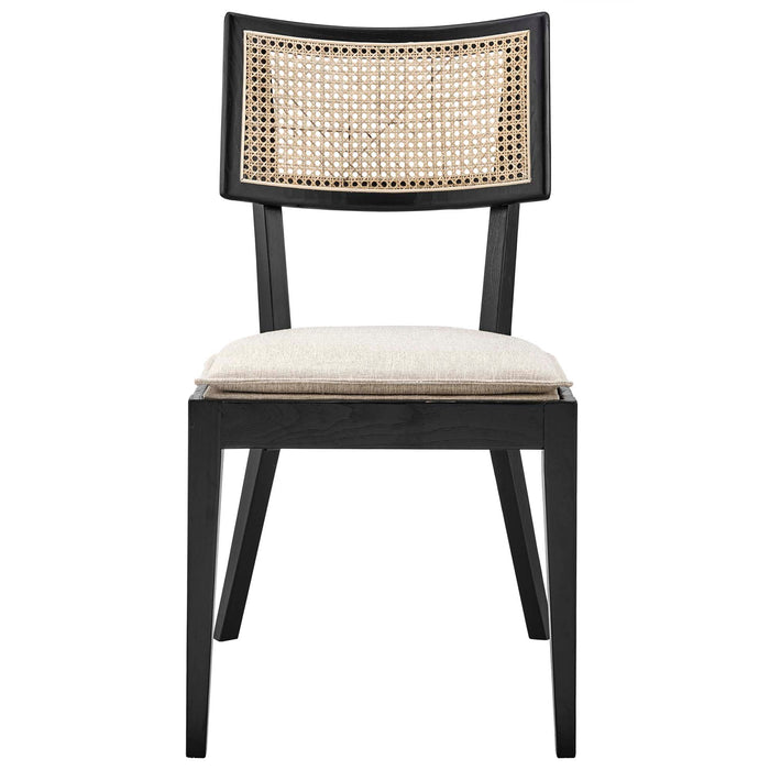 Caledonia Fabric Upholstered Wood Dining Chair Set of 2