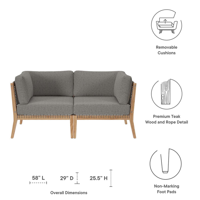 Clearwater Outdoor Patio Teak Wood Loveseat