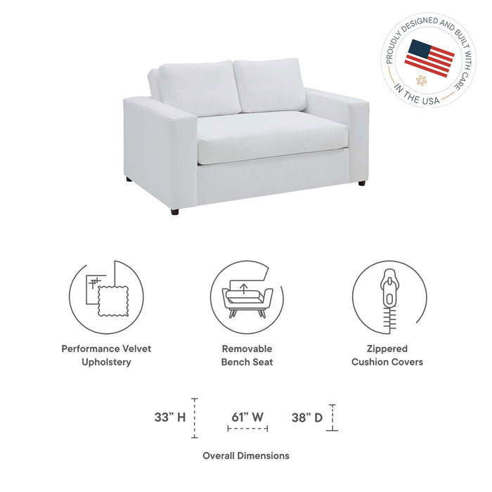 Avendale Velvet Loveseat – Made in the USA With Bench Seat Cushion