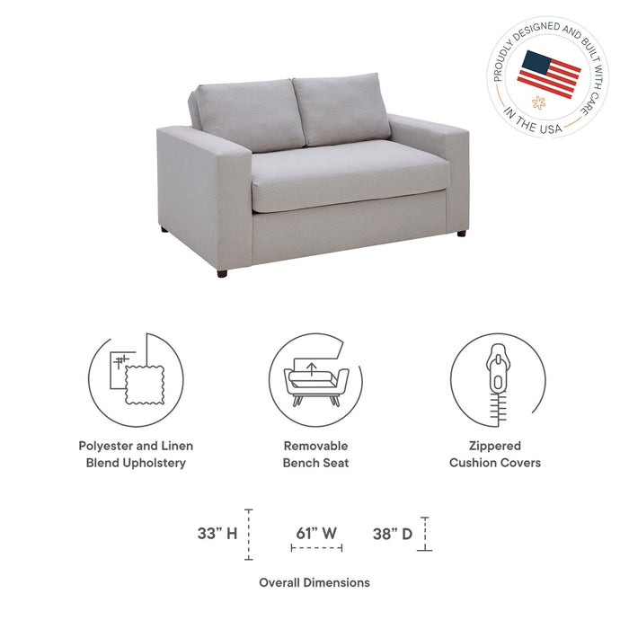 Avendale Linen Blend Loveseat – Made in the USA With Bench Seat Cushion