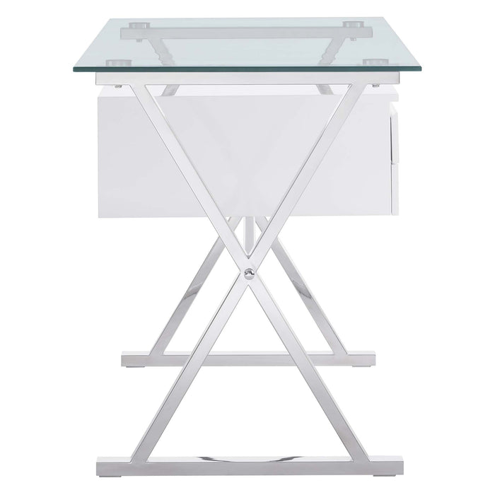 Sector 56" Glass Top Glass Office Desk