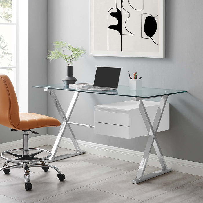 Sector 56" Glass Top Glass Office Desk